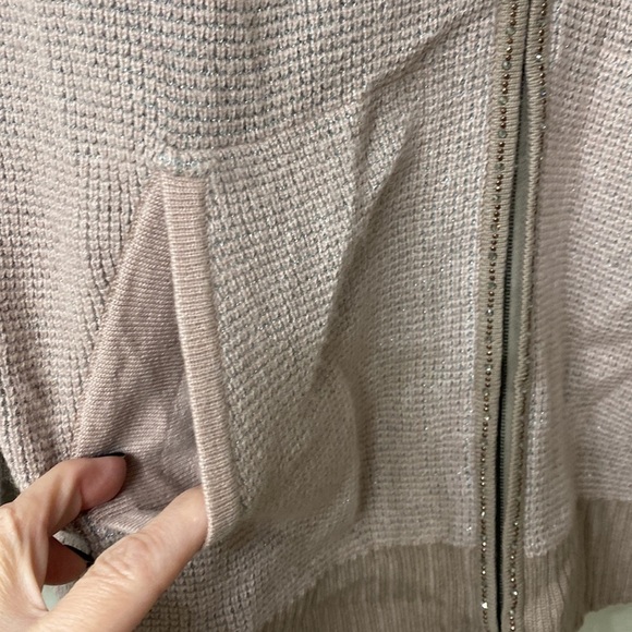 St.John pink sparkle waffle knit bomber jacket size P - Picture 6 of 16